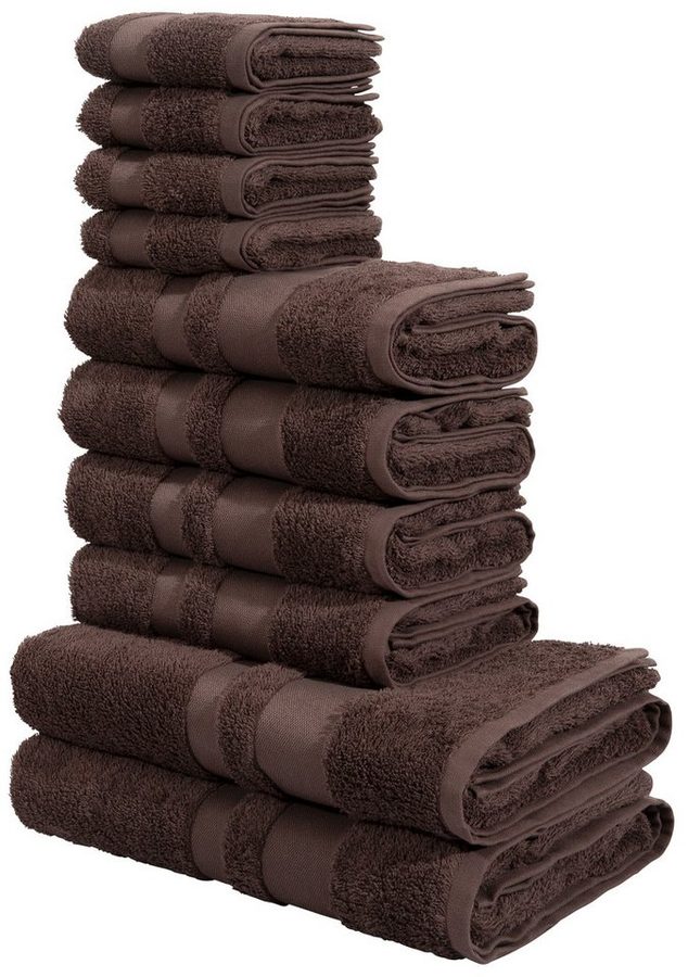 OTTO home Handtuch Set Vanessa, 10-tlg Handtuch-Set, weich, in Standard- und Premium-Qualität, Walkfrottee (Set, 10-St), 100% Baumwolle, Duschtücher, Handtücher, Gästetücher, mit Bordüre von OTTO home