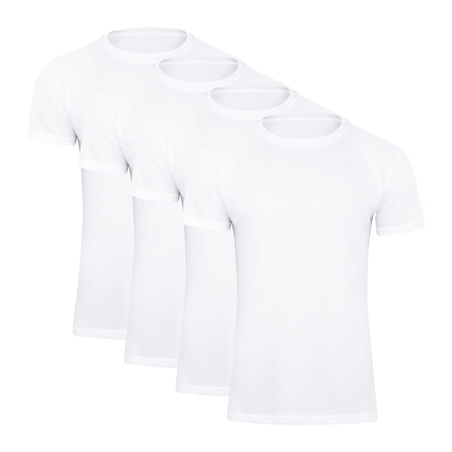 Paolo Renzo® Rundhals T-Shirt 2/4 oder 8 Stück - Größen M, L, XL, XXL, 3XL - Weiß / M / 4 von Paolo Renzo