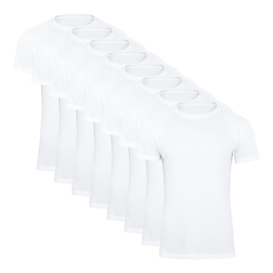 Paolo Renzo® Rundhals T-Shirt 2/4 oder 8 Stück - Größen M, L, XL, XXL, 3XL - Weiß / M / 8 von Paolo Renzo
