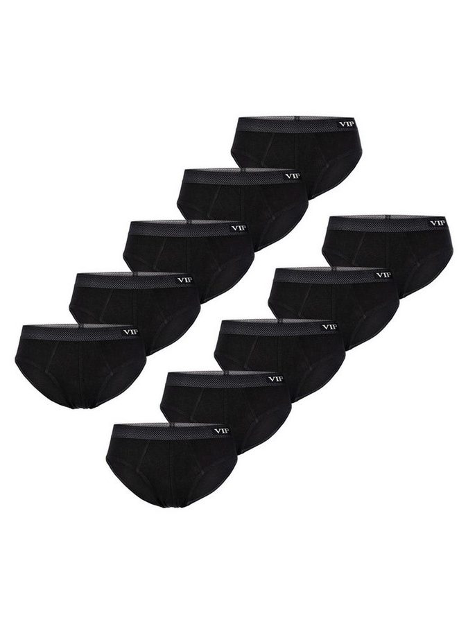 VIP Slip Premium Jersey Stretch - 10er Set - klassische Unterhosen (10-St) Unterwäsche Männer Herren Uni Baumwoll-Mix (95% Baumwolle) 10-Pack