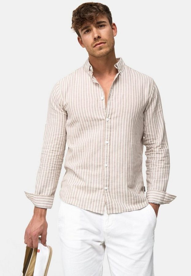 Indicode Langarmhemd Herren Brayden Herrenhemd Langarm mit Button-Down-Kragen von Indicode