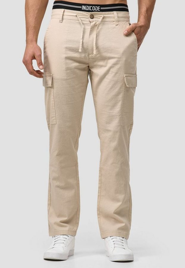 Indicode Leinenhose Herren Leonardo Sommerhose Leinen Herrenhose mit aufgesetzten Taschen von Indicode