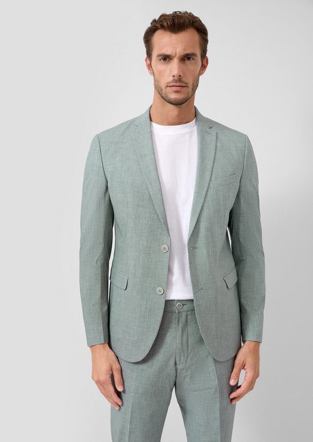 s.Oliver Sakko Indoor-Sakko S.OPURE s.O PURE: Slim-Fit-Sakko aus gemustertem Stretch-Gewebe