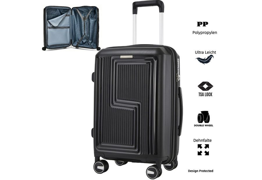 Super Solu Hartschalen-Trolley Koffer Reisekoffer XL groß 28 Zoll PP leicht erweiterbar TSA, 4 Rollen, 360° drehbar, Grau, langlebig & robuster Hartschalenkoffer von Super Solu