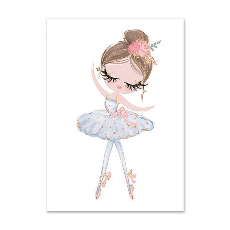 TPFLiving Poster Leinwand / Ballet Mädchen, Herz, Giraffe, Kaninchen für Kinderzimmer - / Verschiedene Größen - OHNE Rahmen - Modell E - 40x60cm von TPFLiving