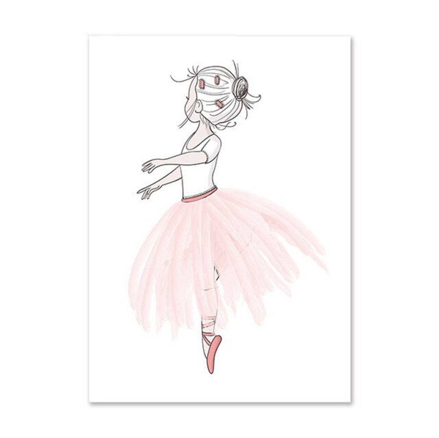 TPFLiving Poster Leinwand / Ballet Mädchen, Herz, Giraffe, Kaninchen für Kinderzimmer - / Verschiedene Größen - OHNE Rahmen - Modell F - 40x60cm von TPFLiving