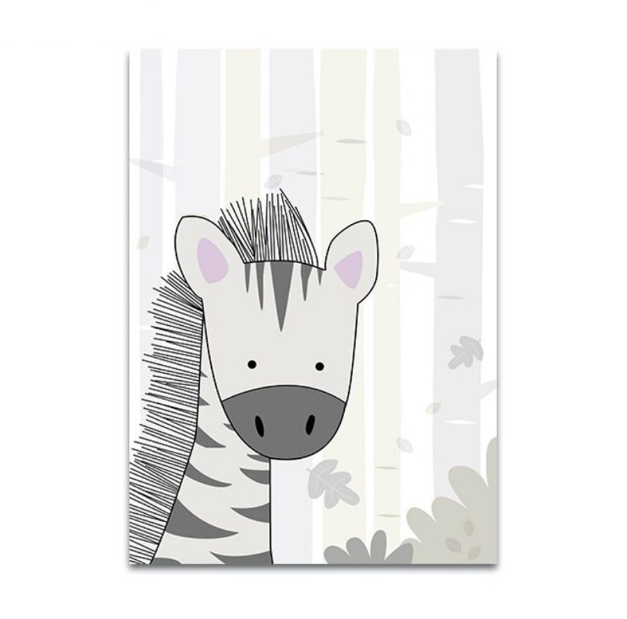 TPFLiving Poster Leinwand / Löwe, Zebra, Nilpferd, Affe, Dinosaurier, Giraffe für Kinderzimmer - / Verschiedene Größen - OHNE Rahmen - Modell h641 - 21x30cm von TPFLiving
