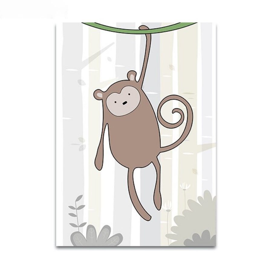 TPFLiving Poster Leinwand / Löwe, Zebra, Nilpferd, Affe, Dinosaurier, Giraffe für Kinderzimmer - / Verschiedene Größen - OHNE Rahmen - Modell q374 - 21x30cm von TPFLiving