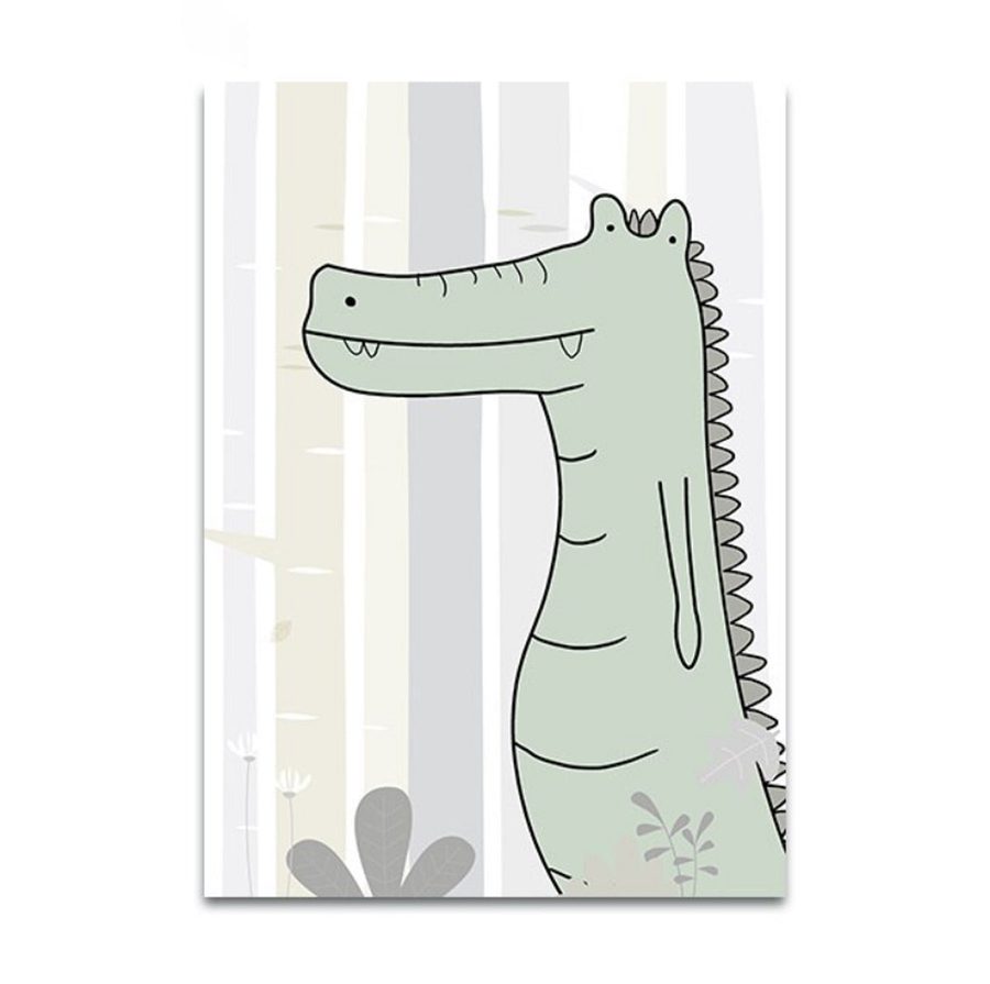 TPFLiving Poster Leinwand / Löwe, Zebra, Nilpferd, Affe, Dinosaurier, Giraffe für Kinderzimmer - / Verschiedene Größen - OHNE Rahmen - Modell q375 - 21x30cm von TPFLiving