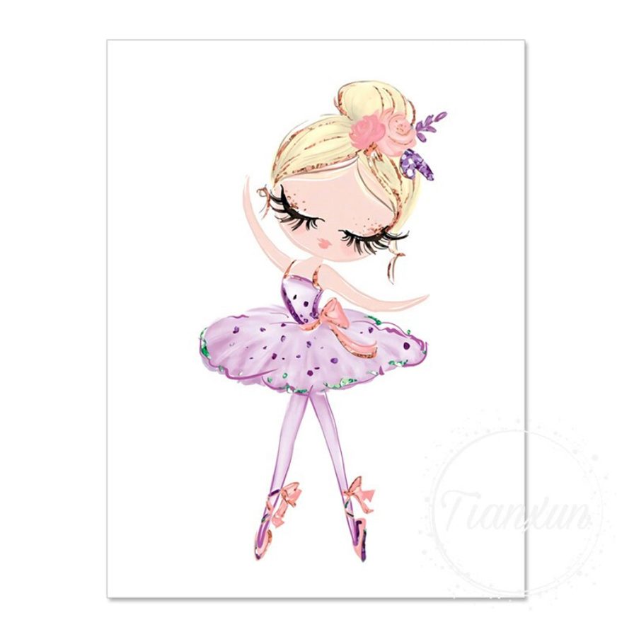 TPFLiving Poster Leinwand / Balett, Tänzerin, Tanzschuhe, Schwan, Einhorn für Kinderzimmer - / Verschiedene Größen - OHNE Rahmen - Modell TX1848 - 40x60cm von TPFLiving