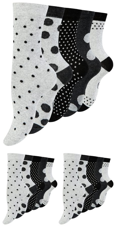 Paolo Renzo® Damen Baumwoll Socken "DOT STRIPE" 5/10 oder 15 Paar - Größen 35/38 und 39/42 - Punkte & Kreise / 35-38 / 15 von Paolo Renzo