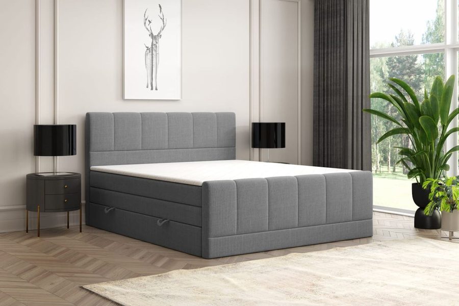 Möbel Punkt Boxspringbett Dublin mit Bettkasten Taschenfederkern 180x200cm Anthrazit von Möbel Punkt
