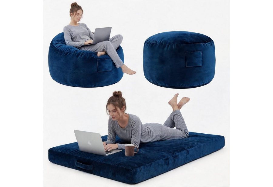 GarveeMore Relaxsessel 3-in-1 Sitzsack Bett mit Memory-Schaum, waschbar, rutschfest, multifunktional für Wohnzimmer & Jugendzimmer, Sitzsack Bett