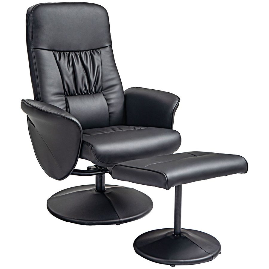 HOMCOM Relaxsessel mit Hocker, Fernsehsessel TV Sessel mit Liegefunktion Schwarz von HOMCOM
