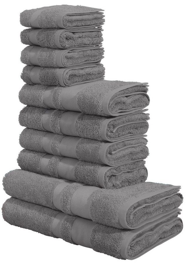 OTTO home Handtuch Set Vanessa, 10-tlg Handtuch-Set, weich, in Standard- und Premium-Qualität, Walkfrottee (Set, 10-St), 100% Baumwolle, Duschtücher, Handtücher, Gästetücher, mit Bordüre von OTTO home