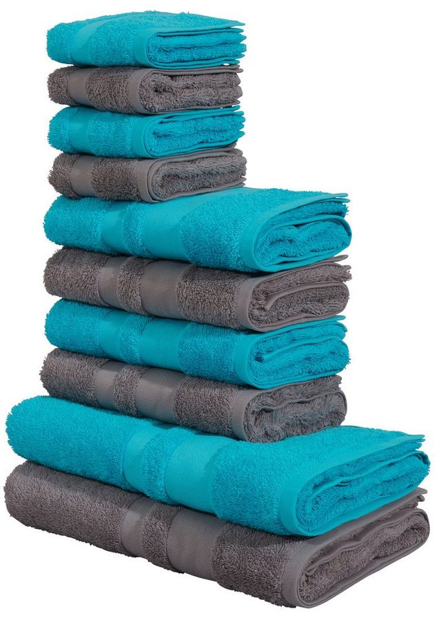 OTTO home Handtuch Set Vanessa, 10-tlg Handtuch-Set, weich, in Standard- und Premium-Qualität, Walkfrottee (Set, 10-St), 100% Baumwolle, Duschtücher, Handtücher, Gästetücher, mit Bordüre von OTTO home