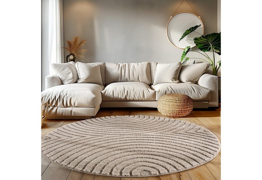 Teppium Teppich Boho-Design, Rund, Höhe: 20 mm, Teppich Wohnzimmer Boho Design 3D Optik Skandinavische Stil von Teppium