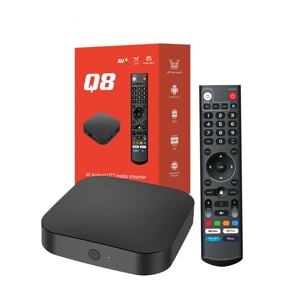 Q8 Smart-TV-Box, Amlogic S905Y4, Android 11, 4 GB / 32 GB, WLAN 6