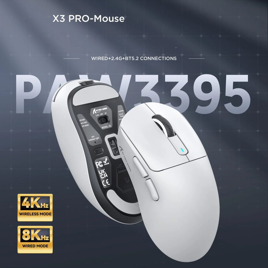 Attack Shark X3 Pro kabellose Gaming-Maus, PAW3395-Sensor, drei Modi von Attack Shark