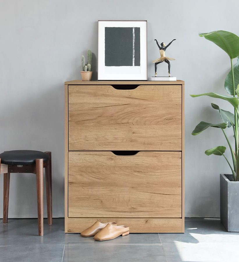 Better Home Schuhschrank mit 2 Fächer, ca. 62 x 24 x 80 cm - Holznaturfarben
