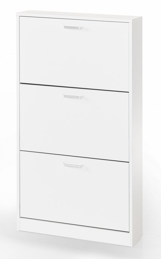 TRENDSTABIL Schuhschrank mit 3 Fächern - ca. 59x17x105cm - Weiß