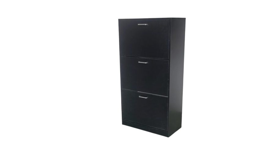 Hardin 1fachgut LuxeFit Schuhschrank mit 3 Türen, ca. 60 x 30 x 114,5 cm – Schwarz