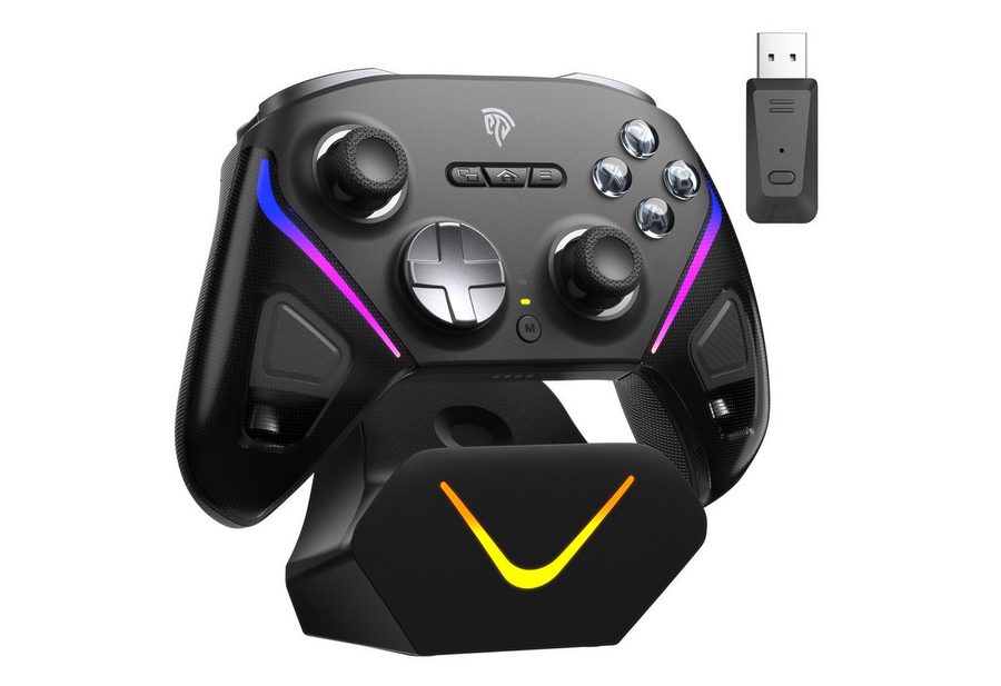 ANYSUN D10 Controller PC mit Ladestation, Controller PC Wireless Gaming-Controller (mit TMR Joystick & 2 in 1 Trigger, Wireless-Bluetooth-Gamepad, 1000Hz Polling Controller mit RGB für PC/Switch/Handy) von ANYSUN