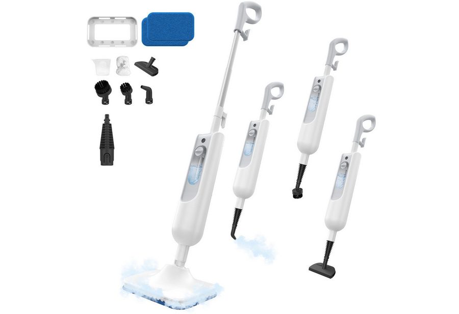 INSE Dampfmopp F2 12-in-1-Handdampfreiniger,leistungsstarker,abnehmbarer,bodenwischer, 1500 W, beutellos, 15FT langes Netzkabel,100°C-Heißdampf,12-in-1-Funktion