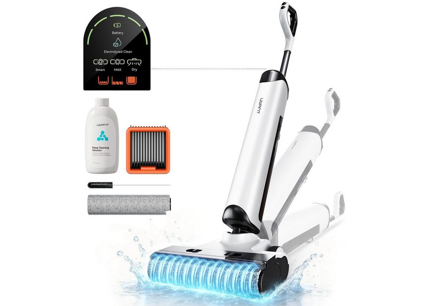 UWANT Nass-Trocken-Akkusauger D500 Echtzeit-Elektrolysewasser zur Geruchsbeseitigung, 230 W, Sofortige Wasser-Elektrolyse, 65°C Leis Heißtrocknung,IPX6 wasserdichte Bodenbürste von UWANT