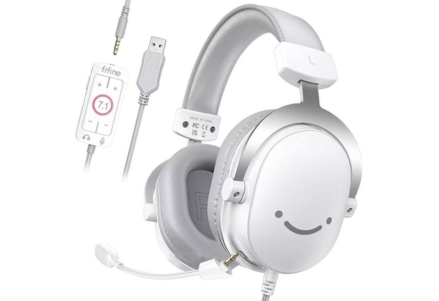 FIFINE Mikrofon Gaming Headset mit Mikrofon, Over Ear Kopfhörer mit Kabel, USB Headset für PC PS4 PS5 Xbox Switch, RGB Headphone