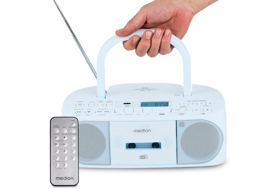 Medion® Boombox MEDION® LIFE® DRX-1 Plus (MD400003) Radio (AM- / FM- Tuner, MW / UKW mit RDS, 3 W, Bluetooth® 5.4, AUX-In, Batteriebetrieb: 6 x 1,5 V, Kopfhöreranschluss)