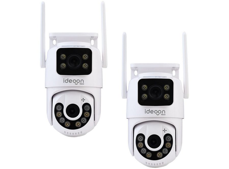 shop'n smile ideoon IP-Überwachungskamera Leistungsstarke Dual Lens Outdoor Überwachungskamera 355° Nachtsicht (Außenbereich, 2-tlg., IP66, Full HD, 355°/90° Schwenk, 3.6mm Objektiv, 80°, 15,96 dBm) von shop'n smile ideoon