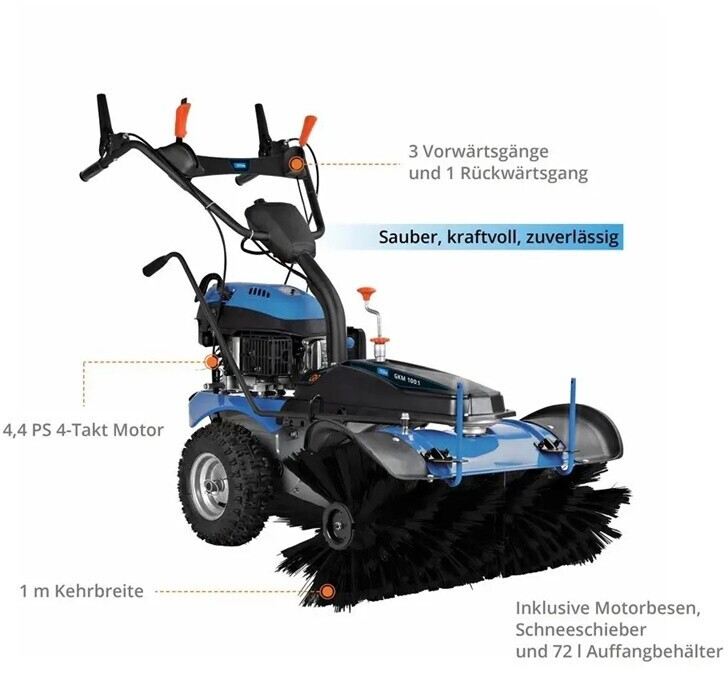 Güde Güde Kehrmaschine GKM 100.1 inkl. Schneeschieber & Auffangbehälter von Güde