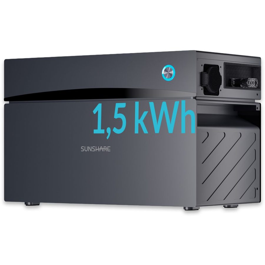 MAS ELEKTRONIK SUNSHARE Glory 1,5 kWh Balkonkraftwerk-Speicher, Hybrid-Wechselrichter, Notstrom, App, IP65 von MAS ELEKTRONIK