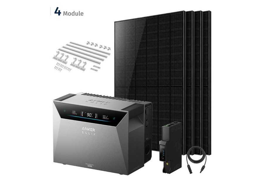 SolarMars Balkonkraftwerk mit Speicher Anker Solix Solarbank 4 E5000 Pro, 2000Wp komplett Set, (mit 1 x Smart Meter Gen 2, 4 Paar 4mm²-5M DC Kabel), optional Anker SOLIX BP2700 & BP5000 Erweiterungsakkus von SolarMars