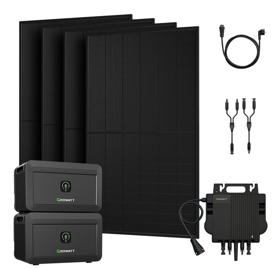 Growatt Balkonkraftwerk Growatt NOAH 2000 Speicher, 2048Wh mit 1800W PV-Eingangsleistung, (Niedrigtemperaturschutz), Fernüberwachung und -steuerung über App von Growatt