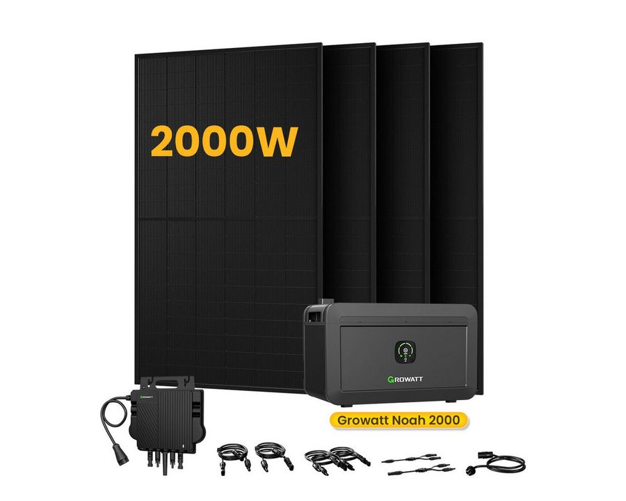 Growatt Balkonkraftwerk Growatt NOAH 2000 Speicher, 2048Wh mit 1800W PV-Eingangsleistung, (Niedrigtemperaturschutz), Fernüberwachung und -steuerung über App von Growatt