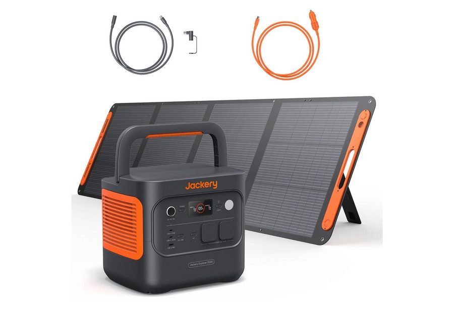 Jackery Stromerzeuger E2000 v2 Tragbare Powerstation mit 200W Solarpanel mit 5m&Kfz Kabel, 4,4 in kW, 2042Wh/2200W Solargenerator LiFePO4 Schnellladung für Camping, Notfall von Jackery