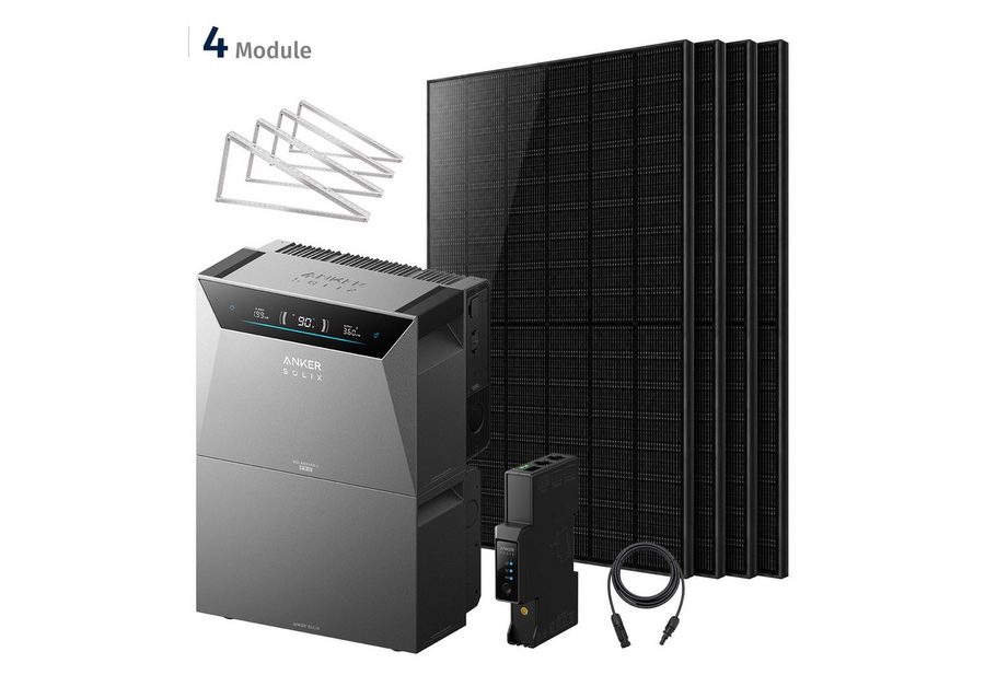 SolarMars Balkonkraftwerk mit Speicher Anker Solix Solarbank 4 E5000 Pro, 2000Wp komplett Set, (mit 1 x Smart Meter Gen 2, 4 Paar 4mm²-5M DC Kabel), optional Anker SOLIX BP2700 & BP5000 Erweiterungsakkus von SolarMars