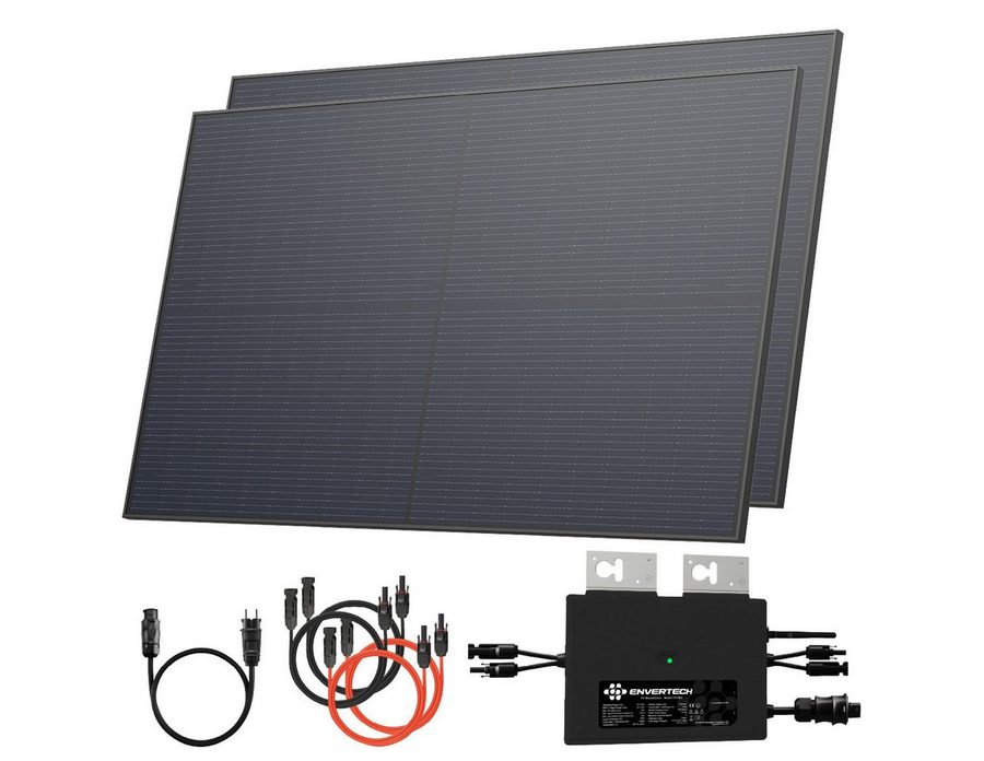 Solarway Balkonkraftwerk 1000W Komplettset Envertech 800 Watt Solaranlage Steckdose, 1000 W, Monokristallin, (Solaranlage Komplettset Premium - Solarmodule), IP67 Plug&Play Jahrelange Garantie von Solarway