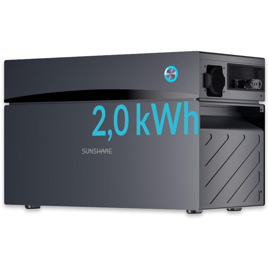 MAS ELEKTRONIK SUNSHARE Glory 2 kWh Balkonkraftwerk-Speicher, Hybrid-Wechselrichter, Notstrom, App, IP65, Dual-MPPT von MAS ELEKTRONIK