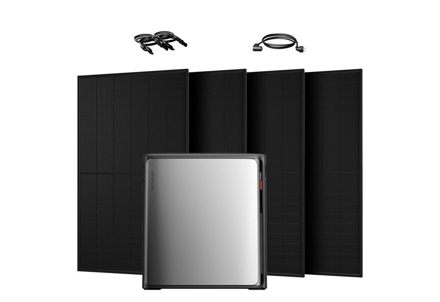 Ecoflow Balkonkraftwerk 2000W ECOFLOW STREAM Ultra X 3,84kWh All in One Speicher, (4 x 500Wp Full Black Paneele im Lieferumfang enthalten), 4 MPPT Solareingang mit integriertem Mikro-Wechselrichter von EcoFlow
