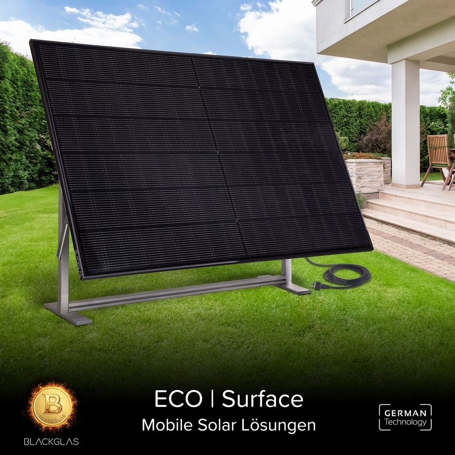 BLACKGLAS Sichtschutz SolarScreen ECOsurface 445Wp Solarmodul 7-stufig verstellbar, Balkonkraftwerk von BLACKGLAS