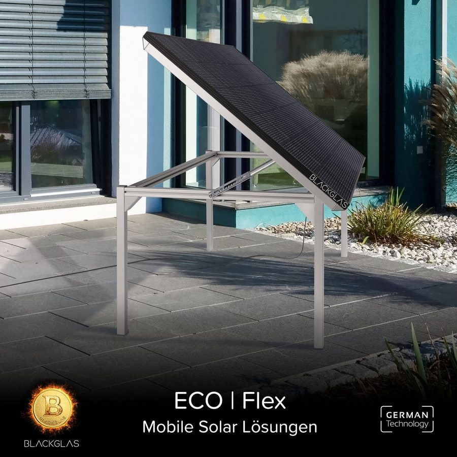 BLACKGLAS SolarTisch ECOflex 445Wp Solar Tischplatte, 7-stufig verstellbar, 40x40mm Tischbeine OHNE Rollen von BLACKGLAS