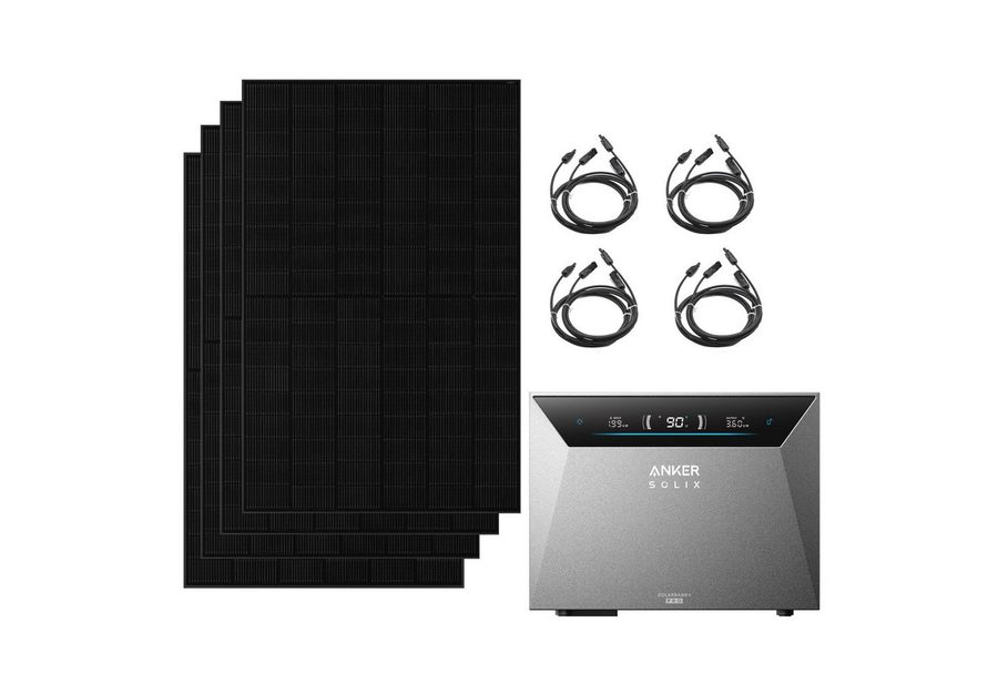 Anker Balkonkraftwerk Anker Solix 2000W PV Komplettset mit Solarbank 4 E5000 Pro, 2500 W, (Set, Erweiterbar auf bis zu 30 kWh, Ohne/Mit BP5000 Erweiterungsakku), IP66, Plug und Play von Anker