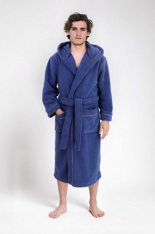 OTTO home Unisex-Bademantel Lillou, ideal für Sauna & Spa, Hotelbademantel, Morgenmantel, Langform, Microfaser, Kapuze, Gürtel, kuschelig weicher Fleece, plüsch, für Damen und Herren, XS-3XL von OTTO home