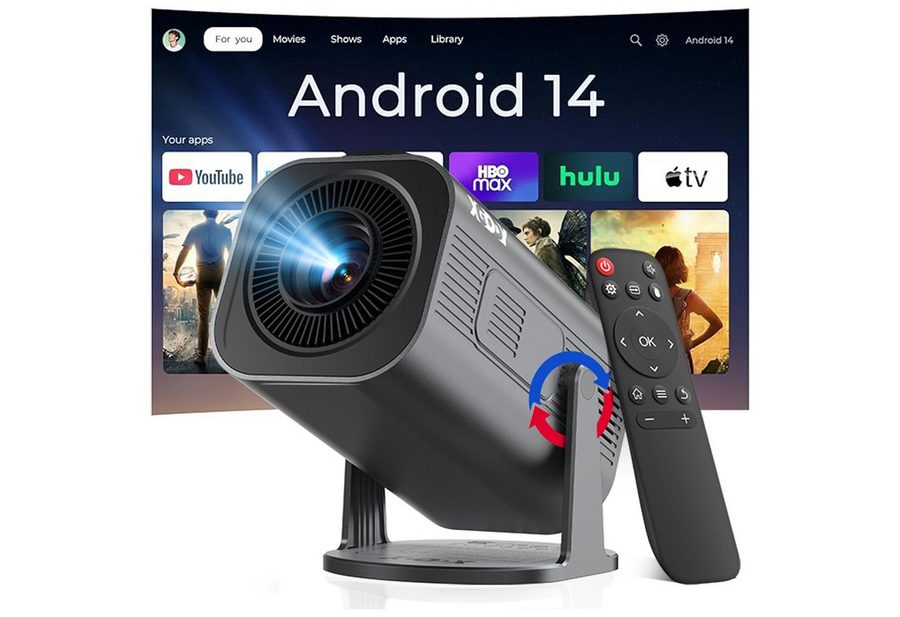 XGODY 2026 Neu Tragbarer Projektor Gimbal 3Pro 4K Android 14 Wifi6 BT 5.4 Mini-Beamer (260 lm, 8000:1, 3840 x 2160 px, Android 14 OS mit App-Store, Youtube, Netflix, Prime Video etc)