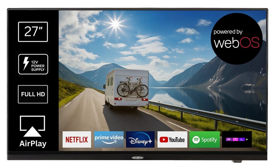 Reflexion LDDX27IBT BLACK LED-Fernseher (69 cm/27 Zoll, Full HD, powered by webOS Hub (LG), Smart-TV, DC IN 12 Volt / 24 Volt, Netzteil 230 Volt, integrierter DVD-Player)