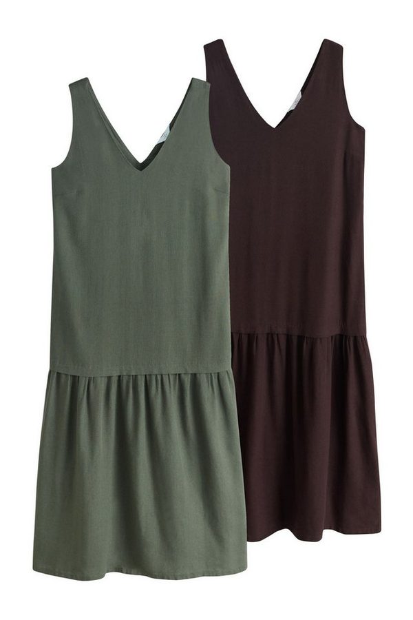 The Set Midikleid The Set Midikleid mit V-Ausschnitt, 2er-Pack (2-tlg)
