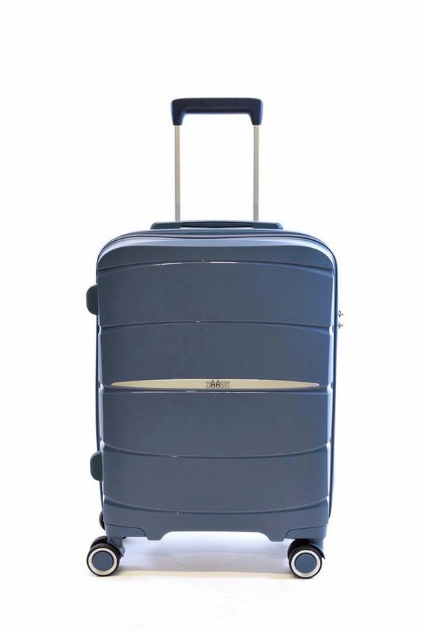 Zimmert Leather Hartschalen-Trolley Speetliner, Gr. S 55 cm, 4 Rollen Blau Grau leicht, Polypropylen mit TSA-Schloss
